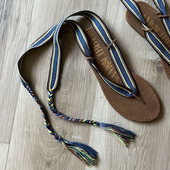 Sam & Libby Blue Blossom Gladiator Tie Up Thong Sandals Shoes Size 9 - Picture 4 of 6